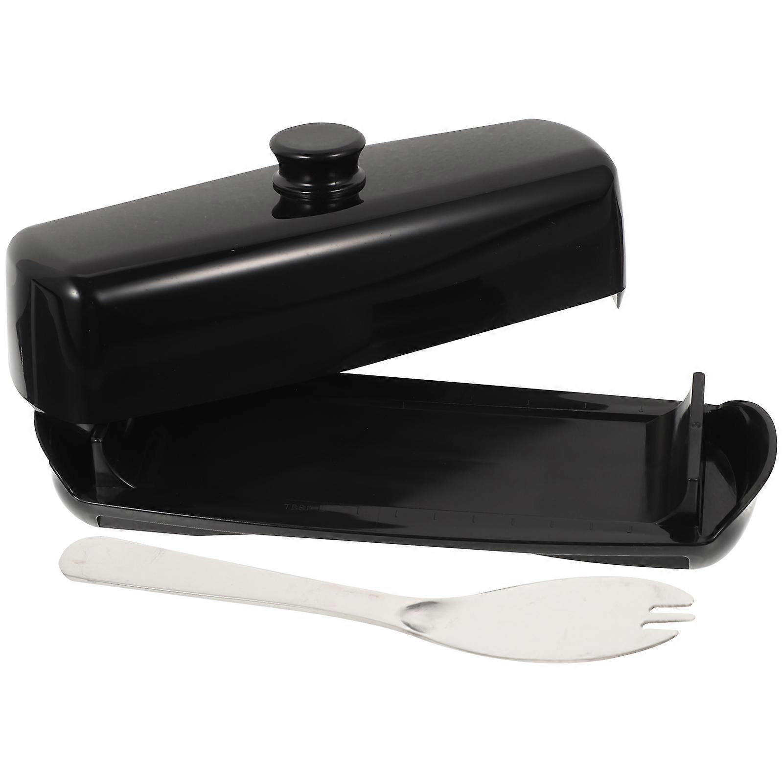 Covered Butter Dish For Home Use 2 Sets Black Color Cheese Storage 7.47X2.55X2.36in Practical