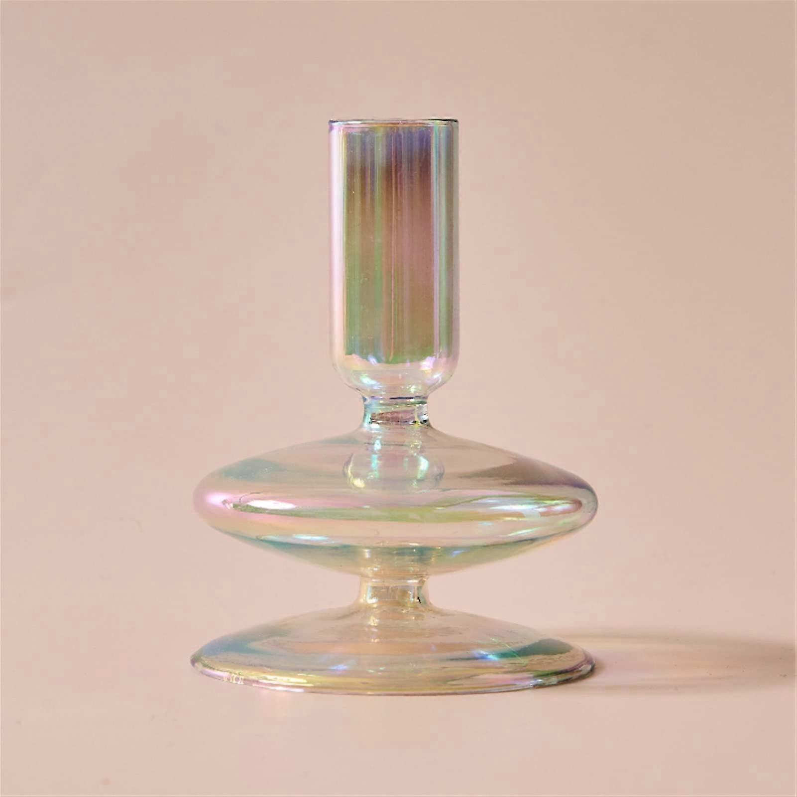 Candle Holder Iridescent Glass Rainbow Ball Color Rainbow 1 Tier Sharp Dining Table Decor Flower Vase Centerpiece