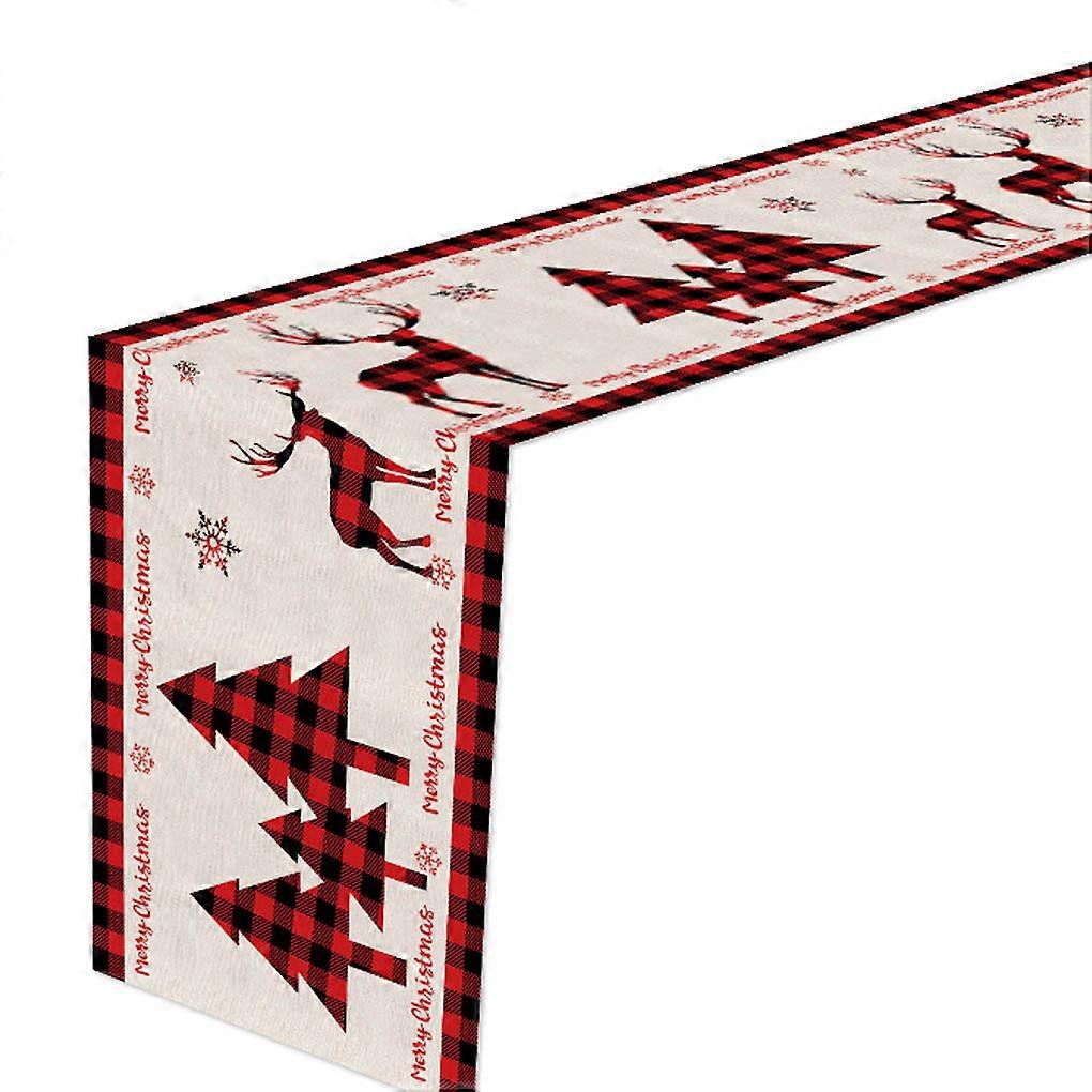 Xmas Table Runner Fabric Placemats Printed Tablecloth Scene Year Party