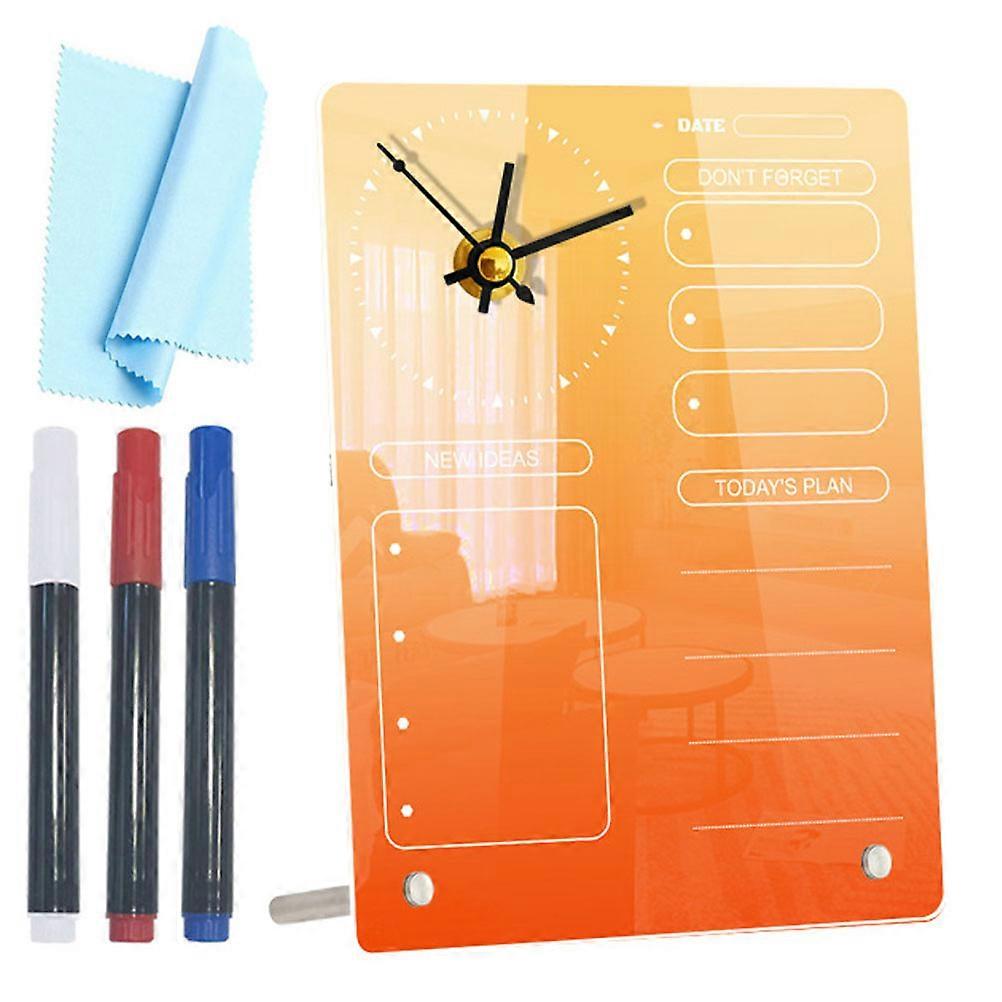 Acrylic Planner Board Desktop Memo Board for Office with Clock 2Sets Pack