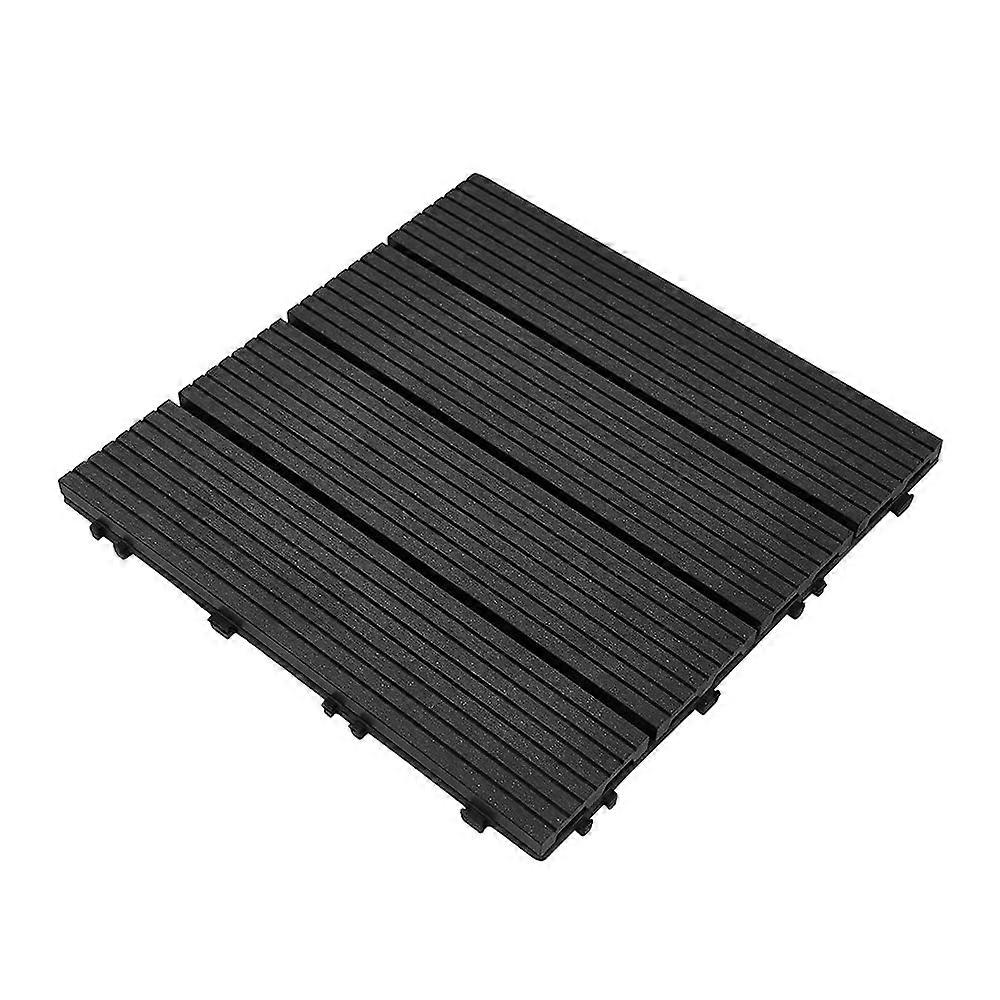 Interlocking Tiles Indoor Outdoor Square Plastic Wood Decking Tiles 30cm X 30cm Black 10Pack