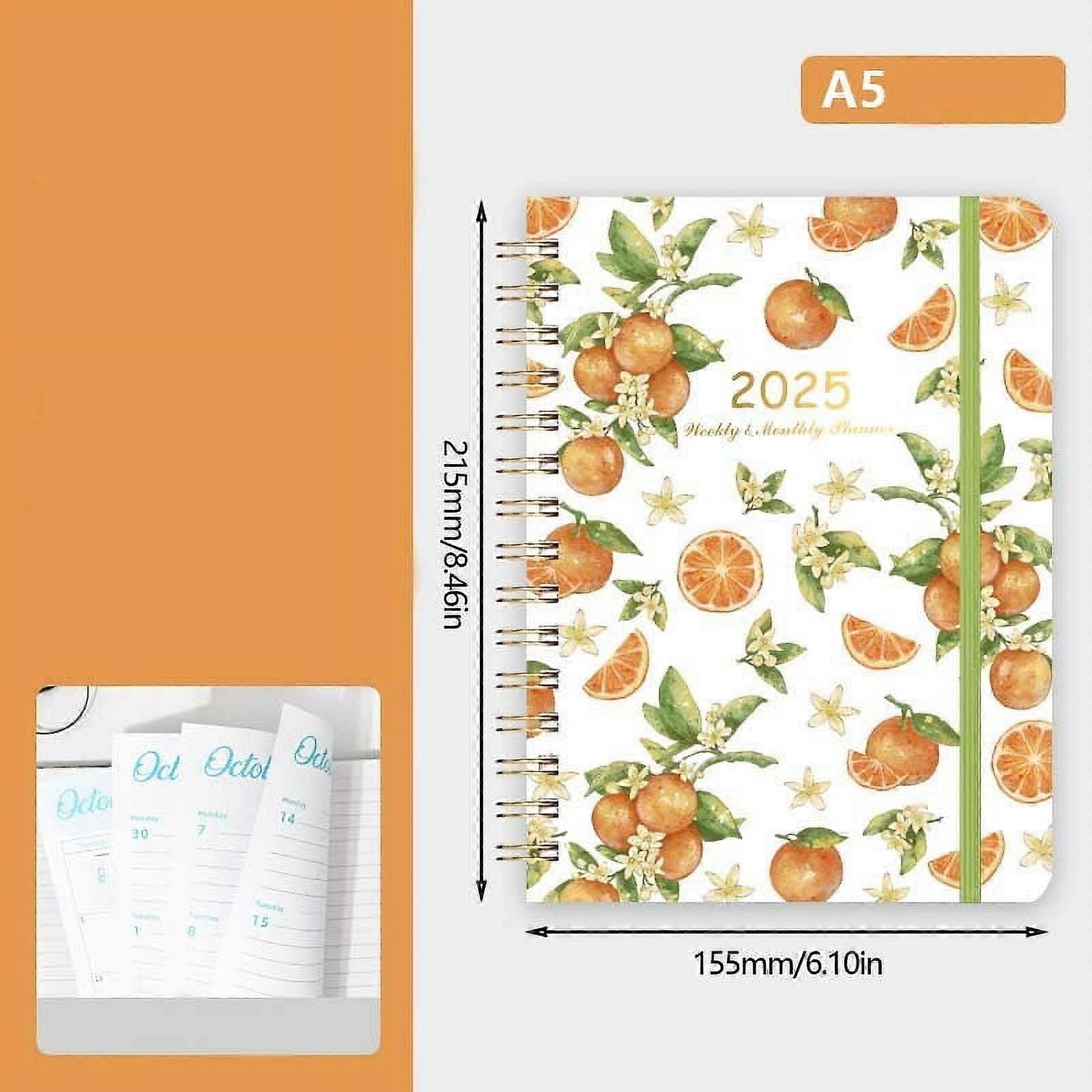 2025 Planner Book, A5 Weekly & Monthly Appointment Calendar, Goal Tracker Journal, Jan-Dec 2025, Spiral Bound with Separating Pages