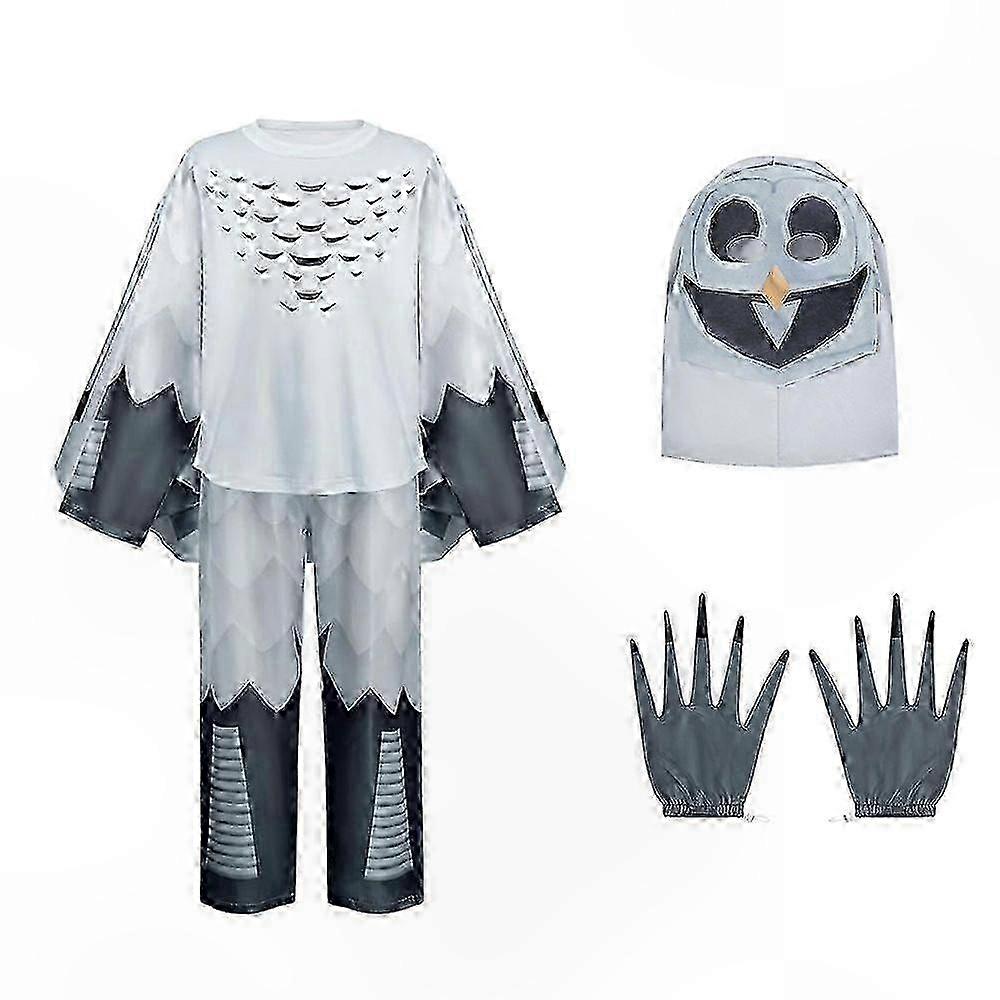 Enchanted Forest Animal Costume Set with Deer and Owl Mask, Gloves, Top, and Pants for Halloween Cosplay