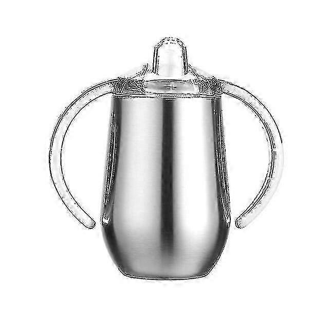 Baby Sippy Cup with Handle, Double Layer 304 Stainless Steel, BPA-Free, Natural Color for Toddlers