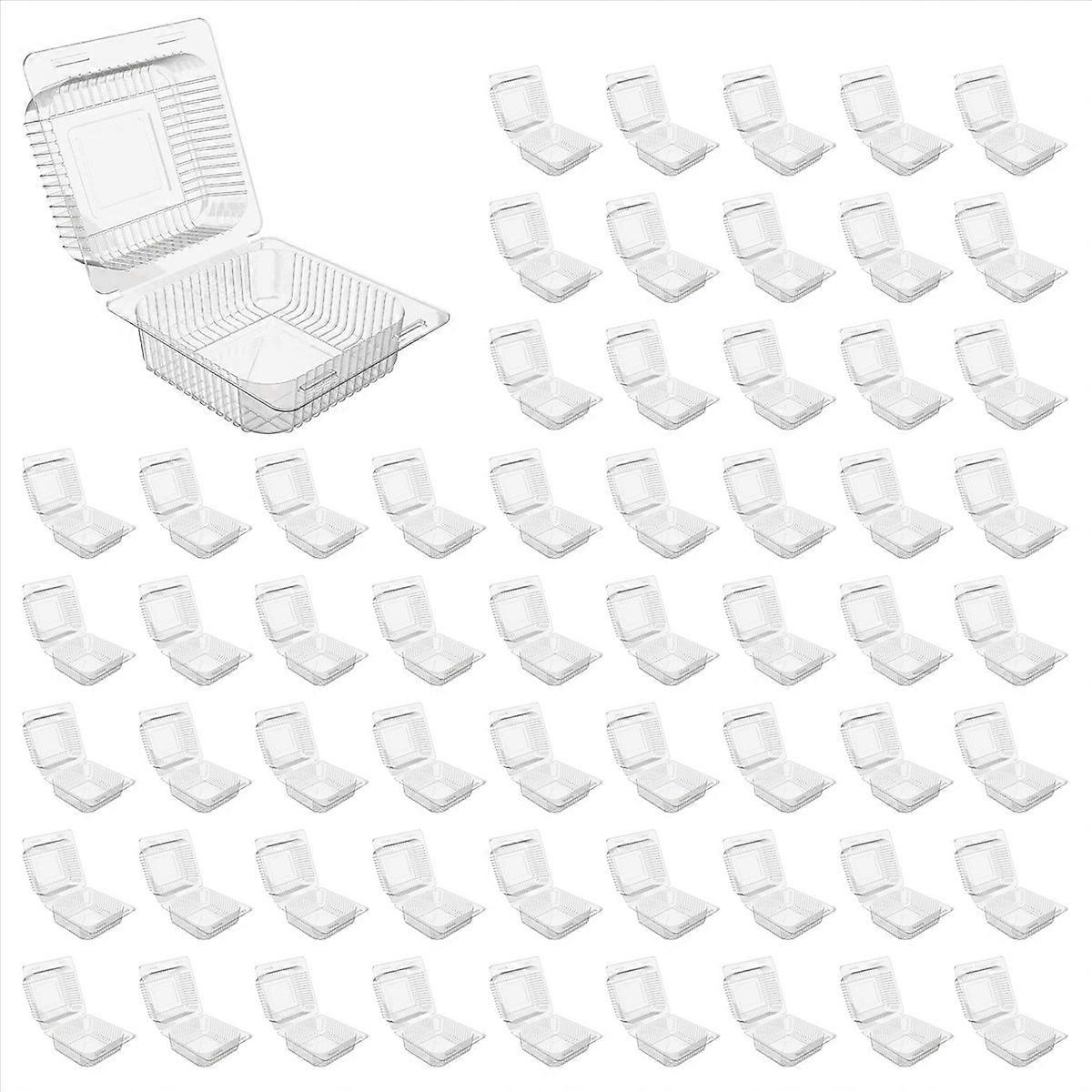 300 Count Clear Plastic Hinged Clamshell Takeout Tray Food Clamshell Containers for Dessert, Cakes,
