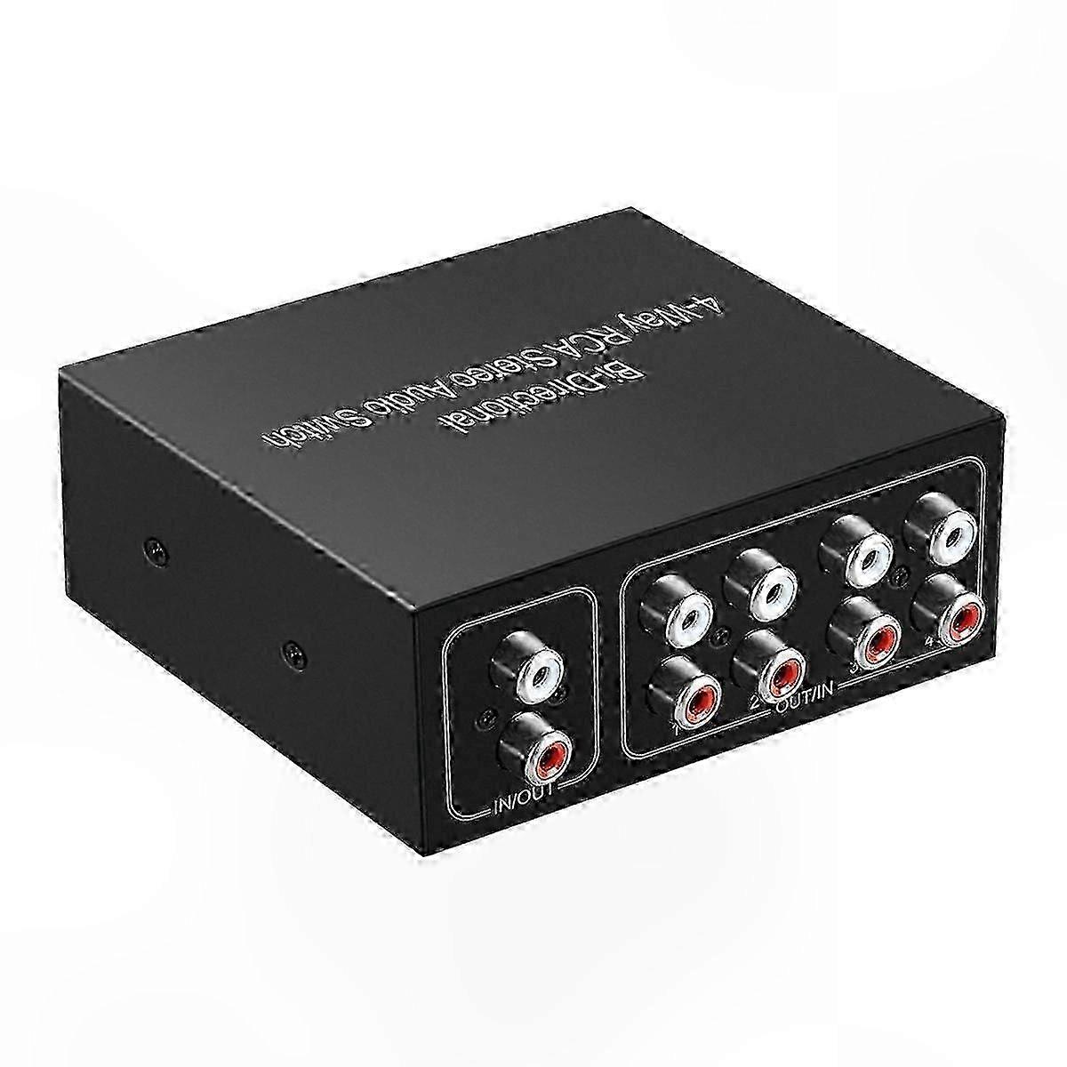 4-Port RCA Audio Switcher Box with Bi-Directional Rotary Control for TV and Gaming Devices