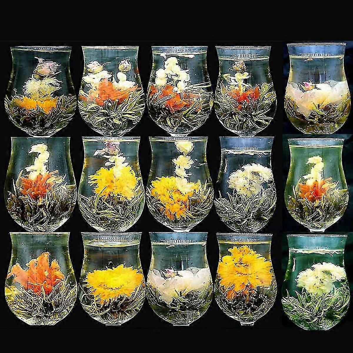 16 Sorten Chinesischer Blühender Tee, Grüner Tee, Perle, Künstlerisch