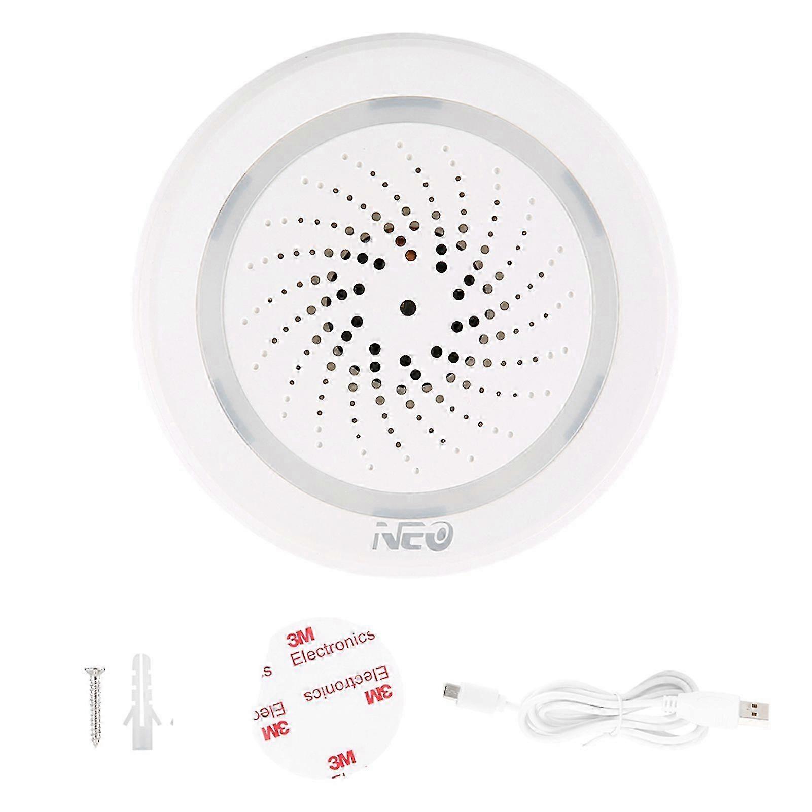 25-26 Smart WiFi Siren Alarm USB Power Phone App Remote Control with Temperature & Humidity Sensor