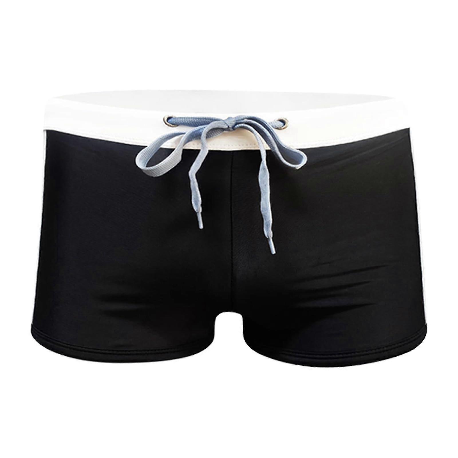 Men's Swimming Trunks Quick Drying Swim Shorts with Drawstring for Boys and Men, White, Size L, Sport Training Swimwear