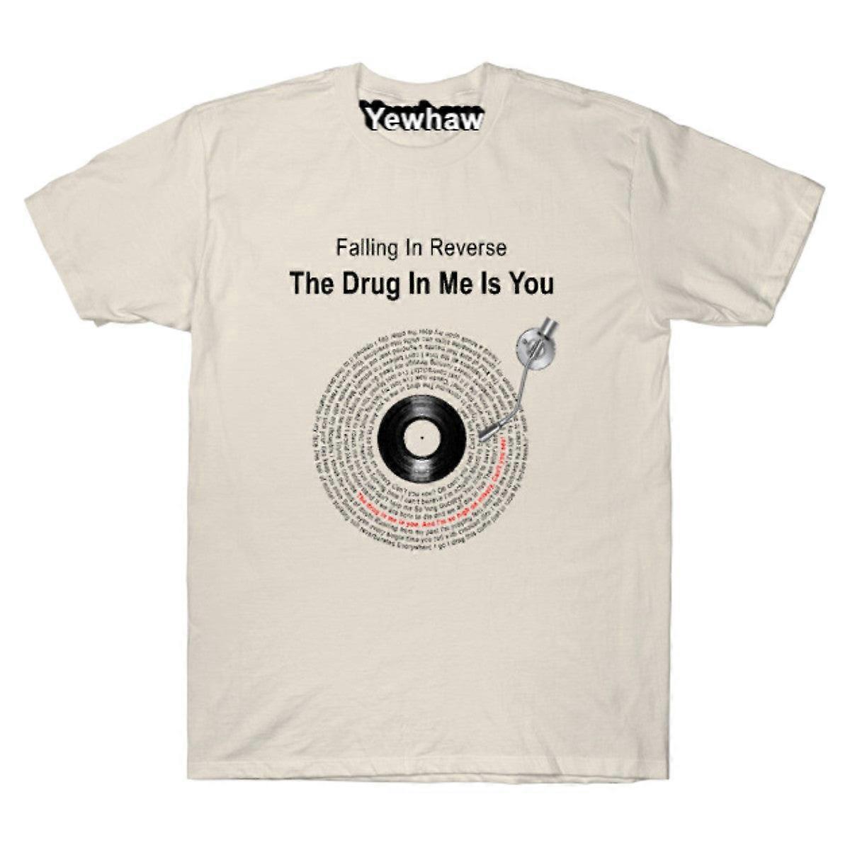 Koszulka z tekstem piosenki „The Drug In Me Is You” z ilustracjami i napisami Falling In Reverse