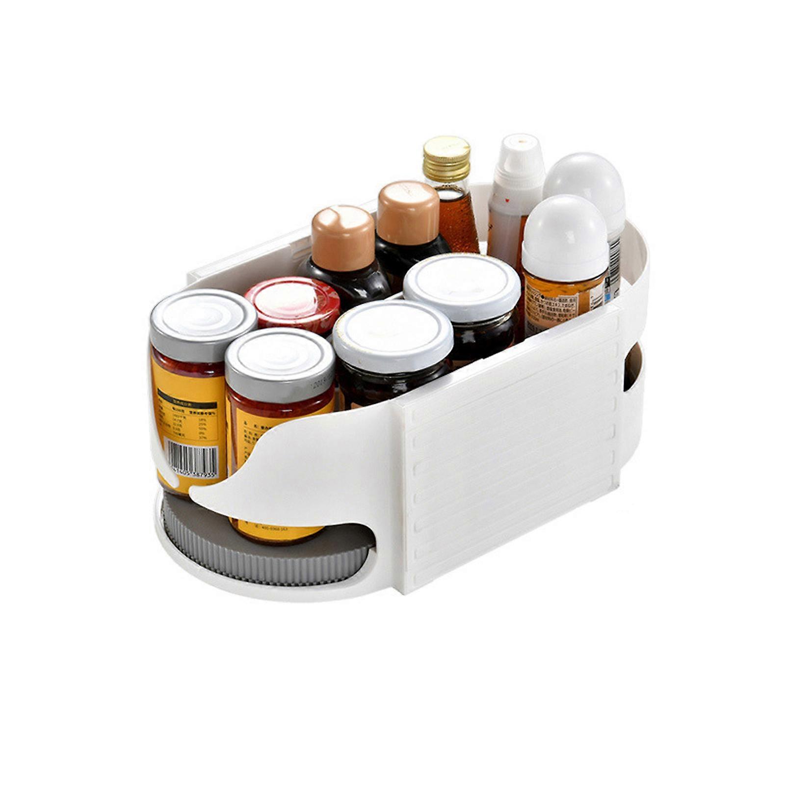 Flexible 360 Degree Rotating Unit For Kitchen Bathroom ABS Storage Device Holds Spice Bottles Cosmetics  White gray