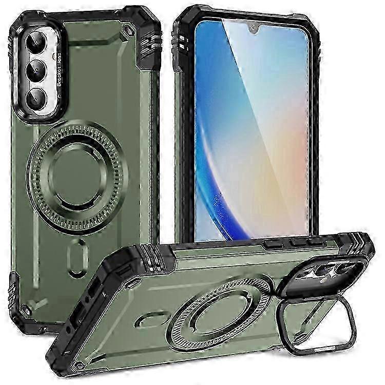 Compatible For Samsung Galaxy A26 5G Case Compatible with MagSafe Metal Lens Frame Kickstand PC + TPU Mobile Cover