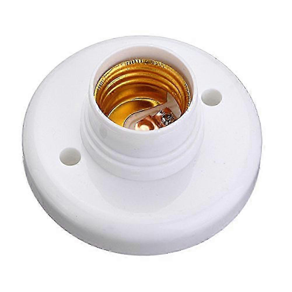 White E27 Screw Base Lamp Holder - Round Plastic Light Bulb Socket