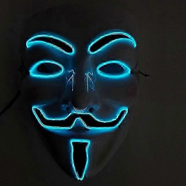 Luminous Light Up V For Mask Cosplay Guy Fawkes Hacker EL Wire Glowing Mask For Halloween Carnival Masquerade