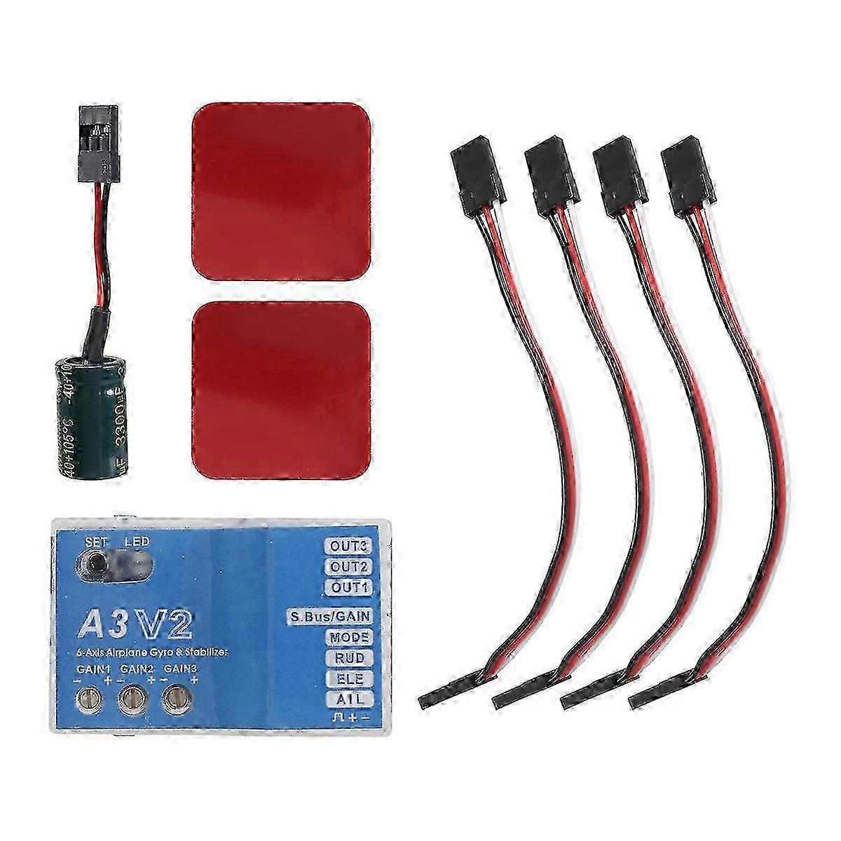 A3 V2 Flight Controller Stabilizer with 4 Flight Modes for RC Airplanes - Metal Gift Accessory F