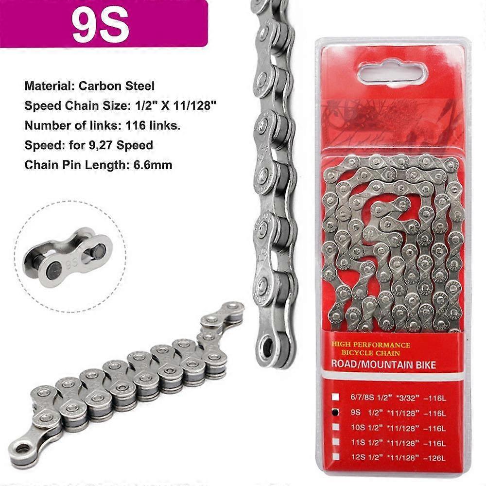 1/2 x 11/128 Inch Bicycle Chains 116 Links Cycle Chains Replacement Bike Chain  for Mountain MTB