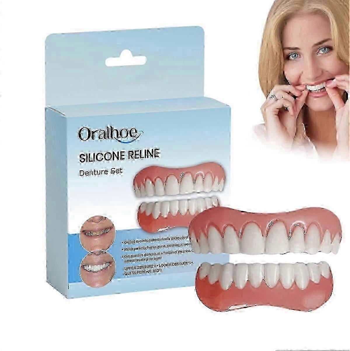 Silicone Reline Denture Set, False Teeth Set Soft Denture Reline Kit, Thermoplastic Denture Adhesive Reline
