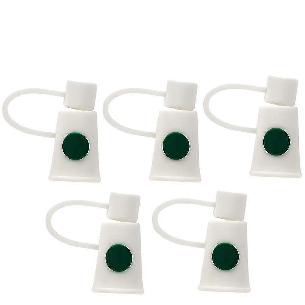 1 ensemble de 5 couvercles de paille anti-poussière bouchons de paille étanches réutilisables (vert blanc)