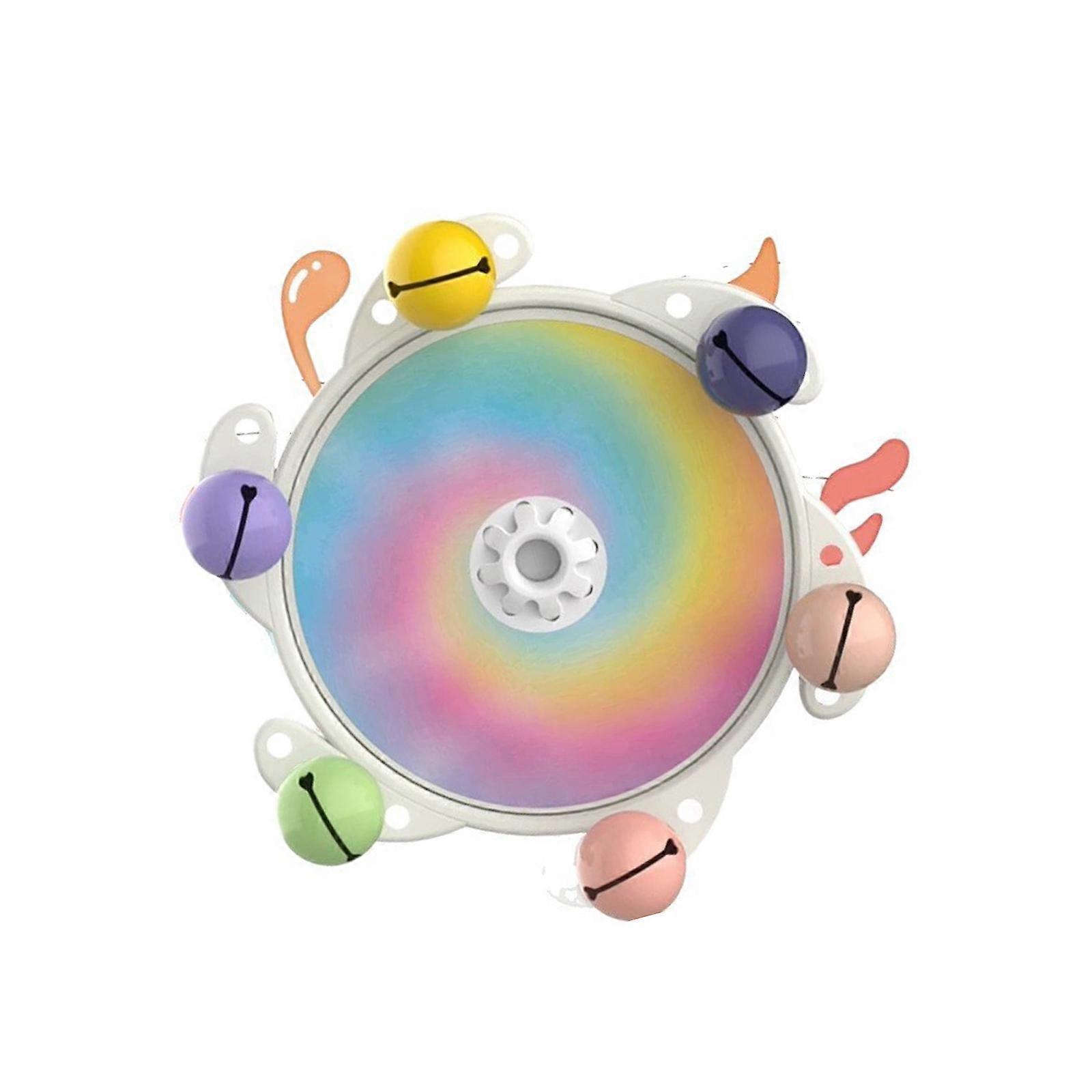 Multifunctional Parrots Intelligence Toy Rotate Flying Saucers with Noise Making Bells for Cage Entertainment Multicolor