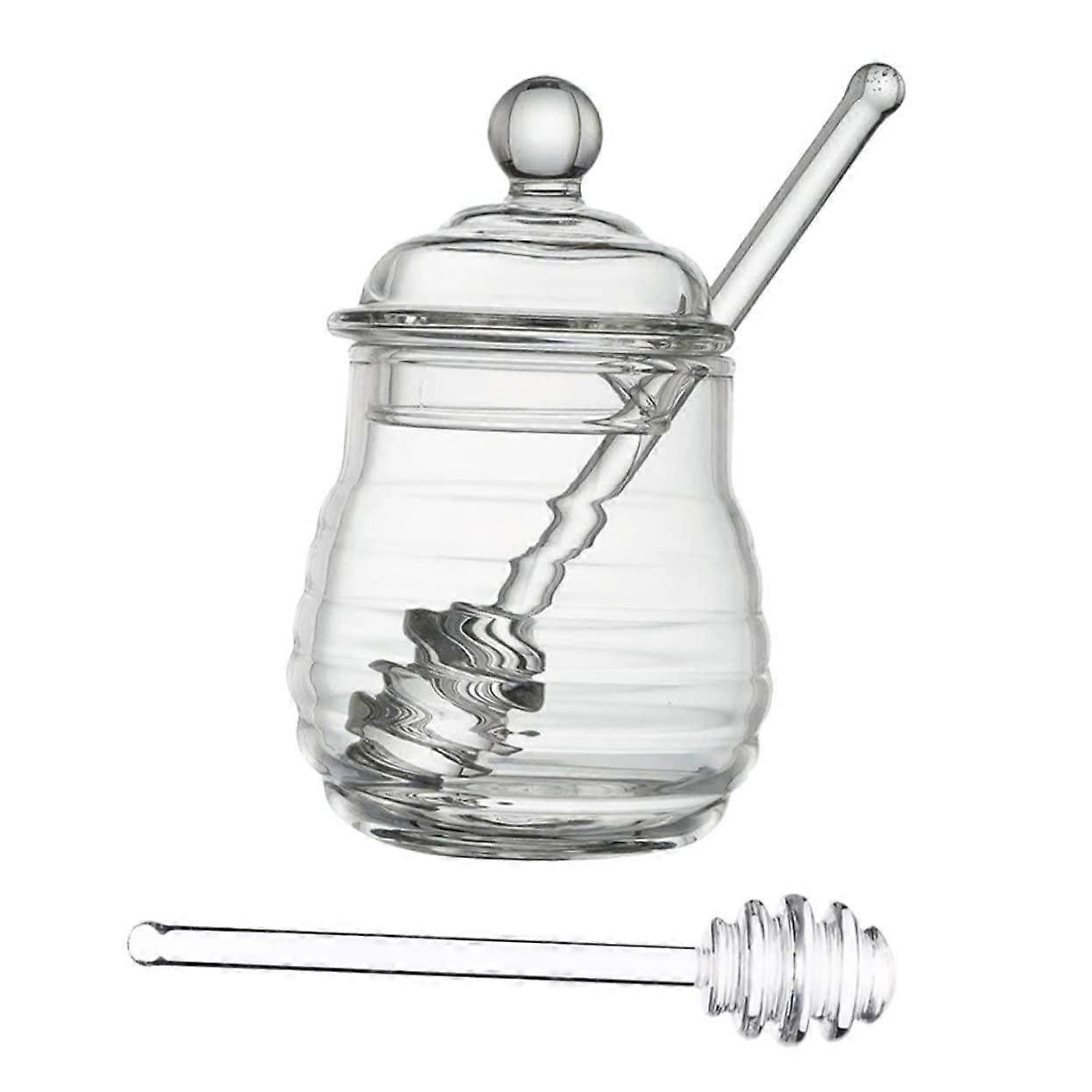 Honey Container With Lid And Stir Bar, Honey Pot For Kitchen Storage, Keeps Honey Fresh For Bakery And Snacks