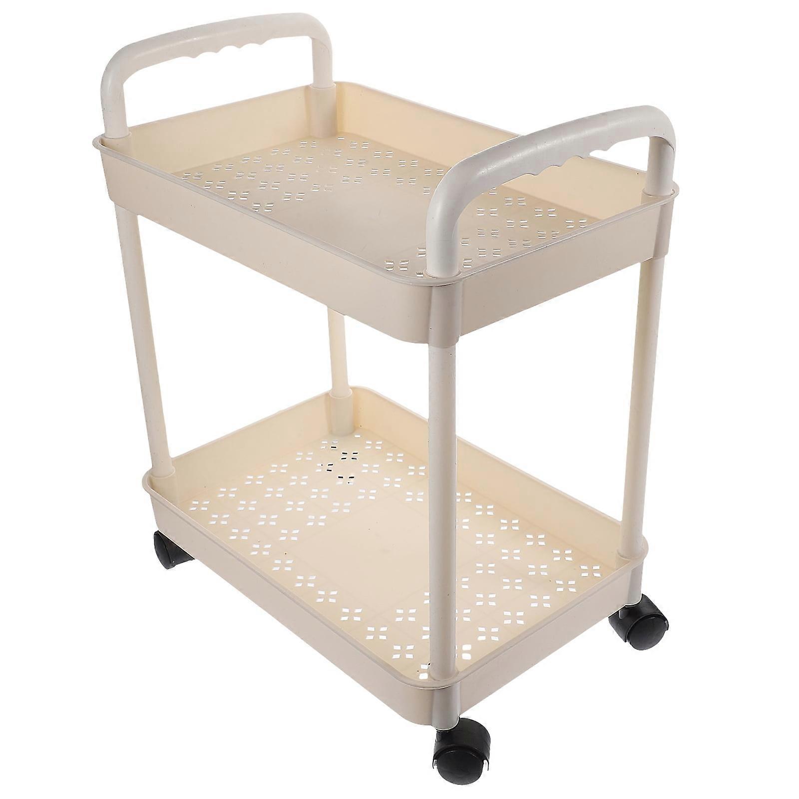 Eease 2-Tier Plastic Rolling Utility Cart with Handle for Multi-functional Storage