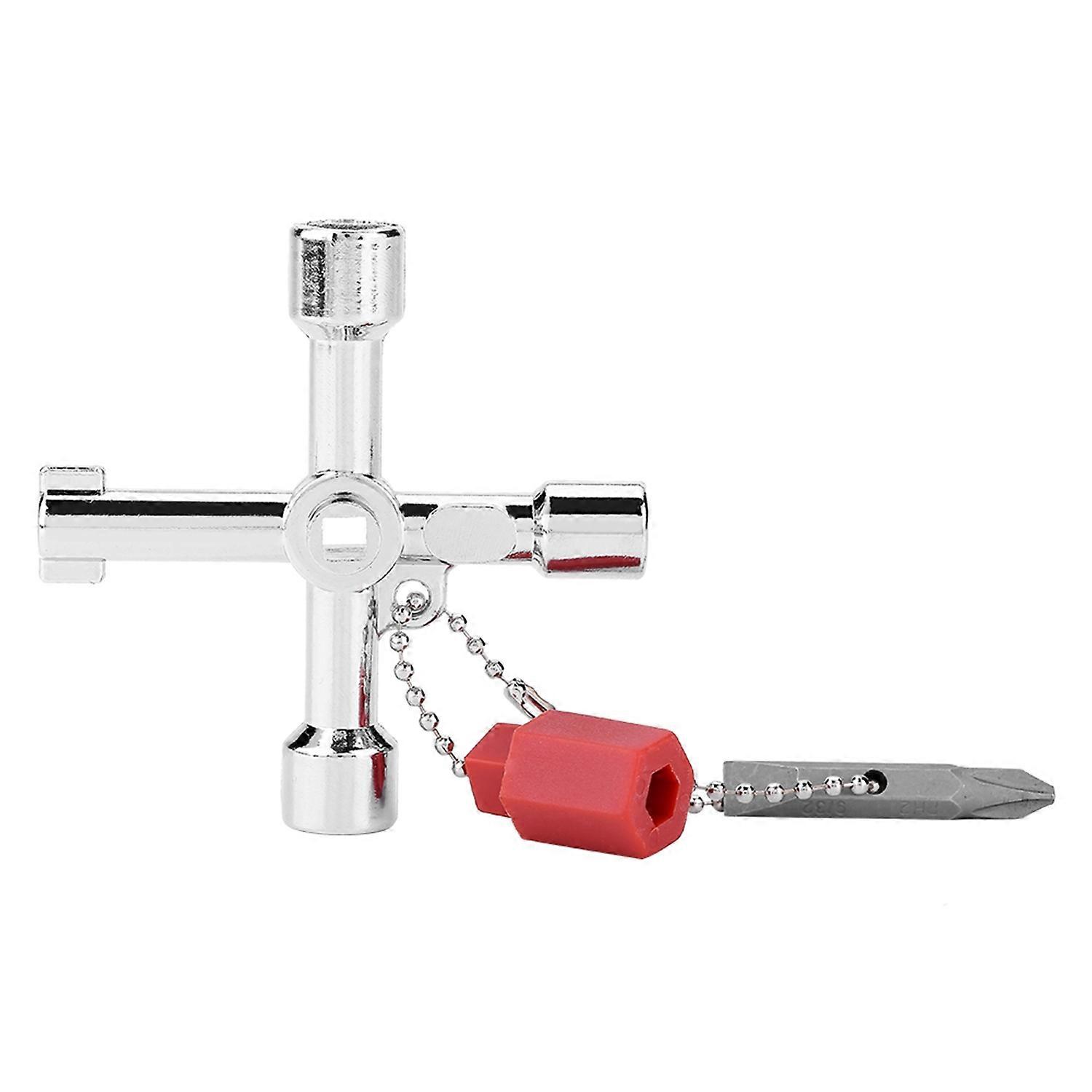 4 Way Multi functional Universal Cross Key with Bit Zinc Alloy Plumbers Electricians Tools