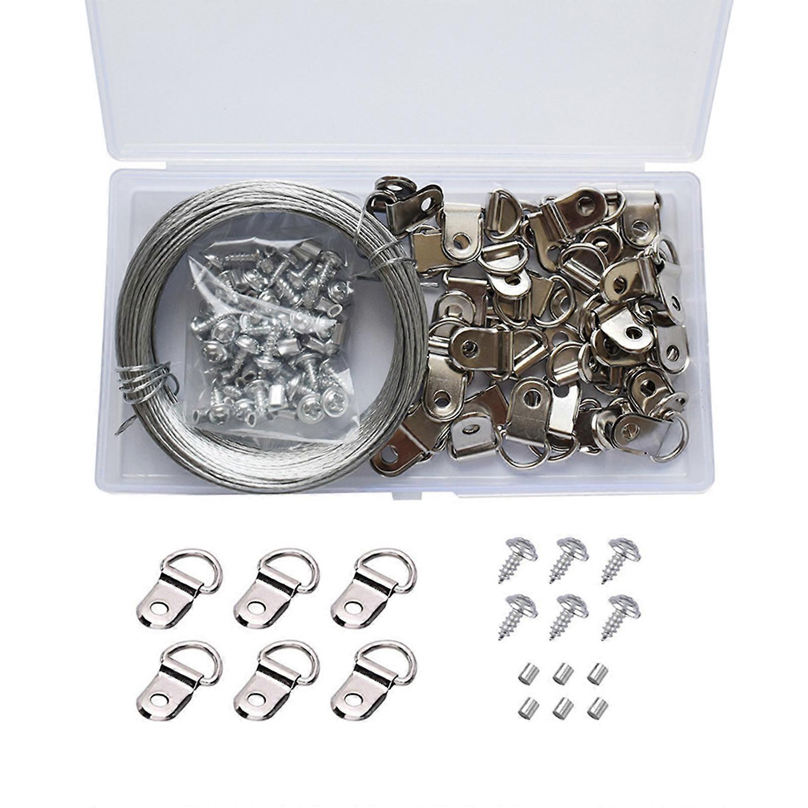 30m Metal Picture Frame Wire Set with Hangers & Crimping Sleeves Metal Picture Wires set 131pcs for Frames & Mirrors Multicolor