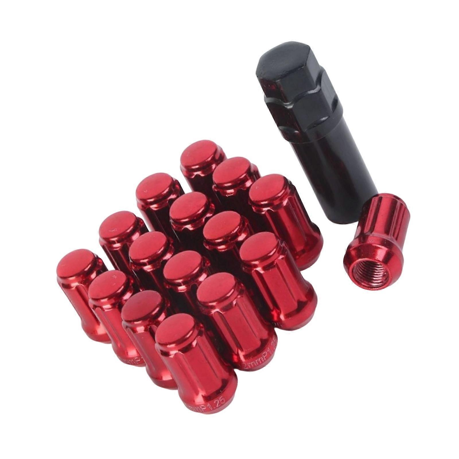 Quick Install Security Wheel Lug Nut Set Advanced Anti Theft Design Suitable for Various Wheel Size  Red