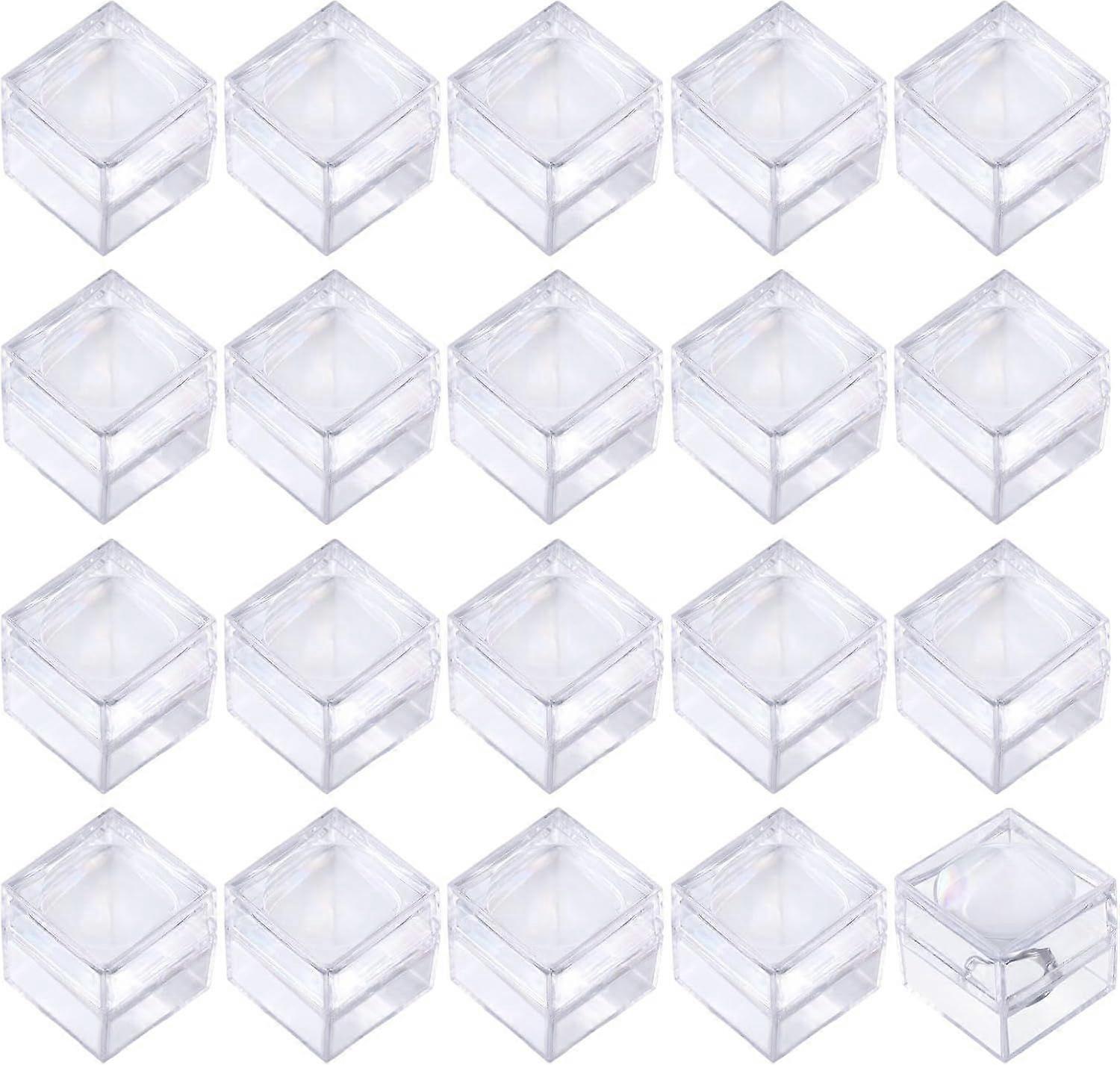 20Pcs Transparent Gemstone Display Box Magnifying Plastic Display Box for Gems Diamond Gift Packing Ring