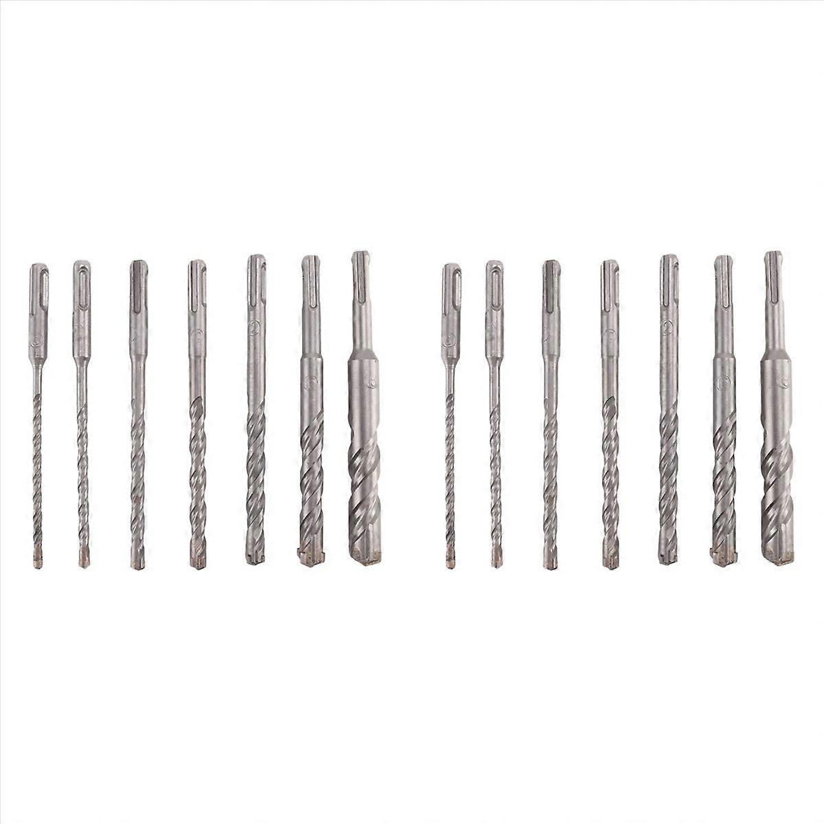 14 Pcs SDS Plus Hammer Drill Bit Set, (4-Flute) for Concrete Brick Block Stone Masonry and 