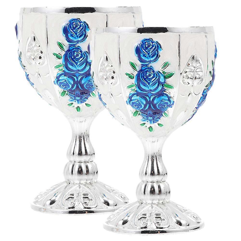Drinks Cup Vintage Style Cup Blue Round For Bars 2Set