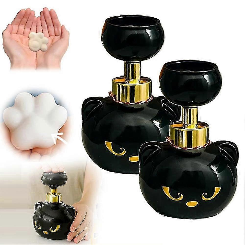Cat Paw Soap Dispenser, Cute Halloween Black Cats Pawprint Soap, Magic Foaming Hand Wash Dispenser, Refillable Empty Foam Liquid Container