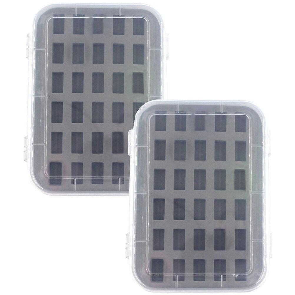 2 Pcs 30 Grid Bobbin Case Portable Pre-wound Bobbins Holder Thread Bracket Spool Stand Storage Box Plastic Sponge