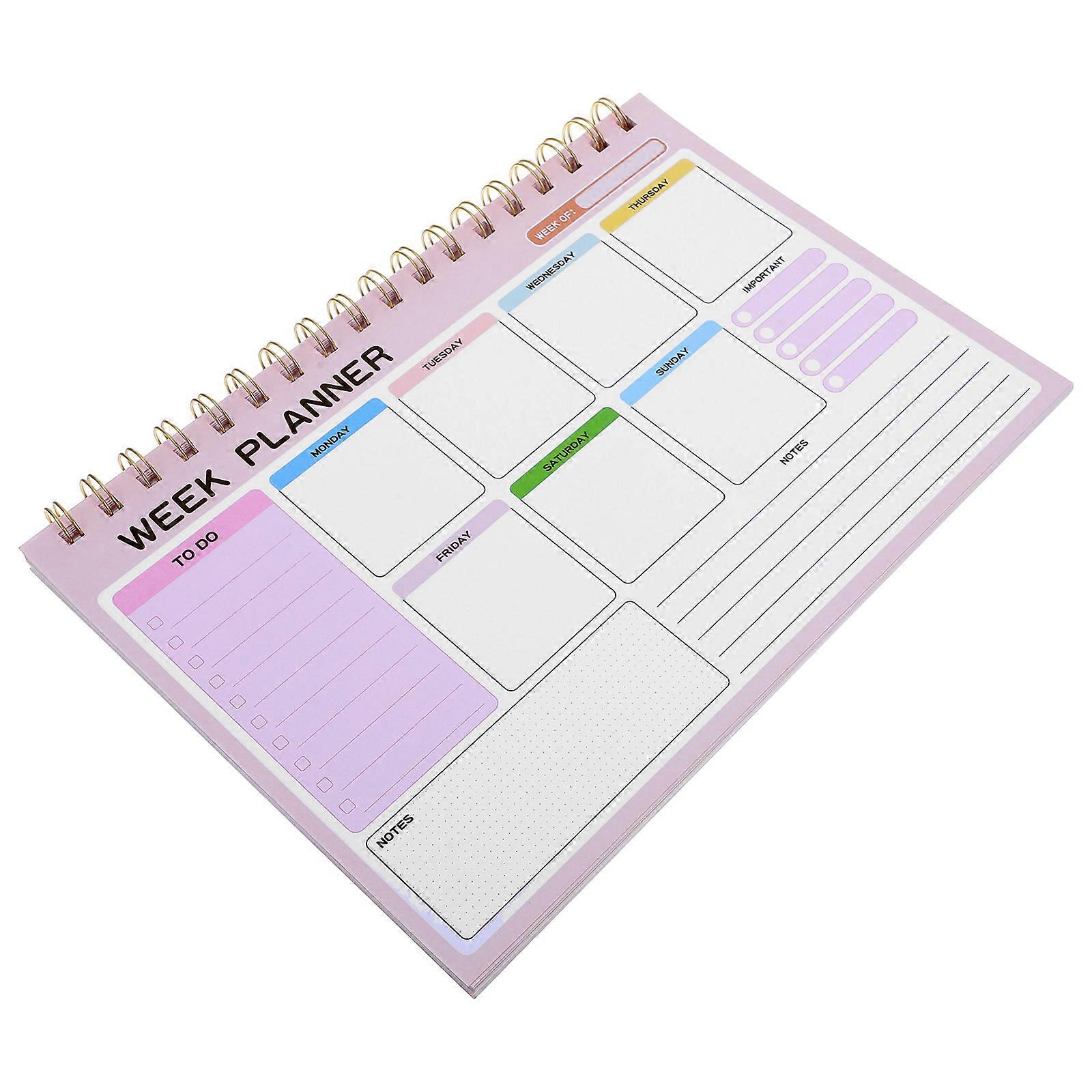 Weekly Planner Notebook for Home Use Undated 1 Book Pink Cover