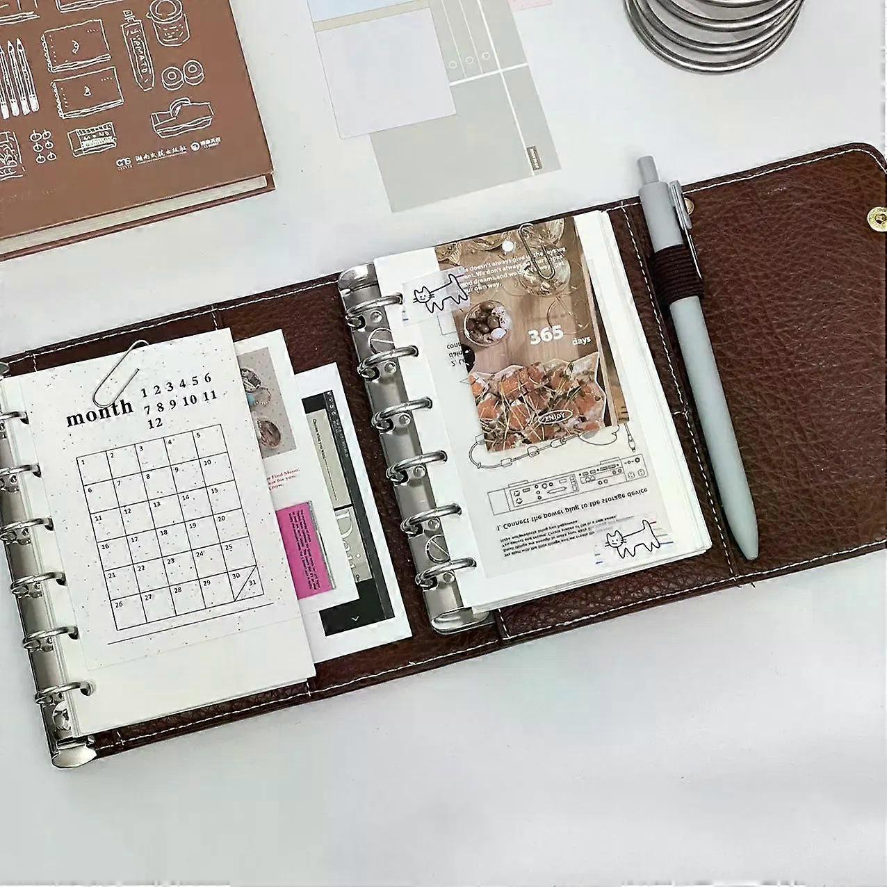 Retro style A7 notebook 2 removable binder artificial soft leather triple-fold loose leaf notepad portable diary