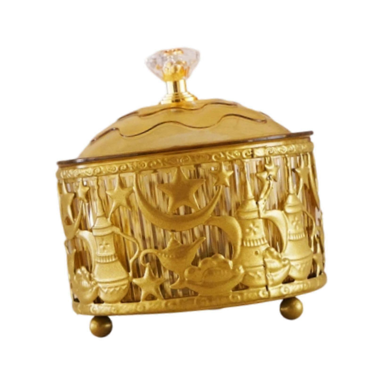 Sugar Bowl with Lid, Elegant Embossed Metal Spice Jar for Kitchen Countertop, Style C