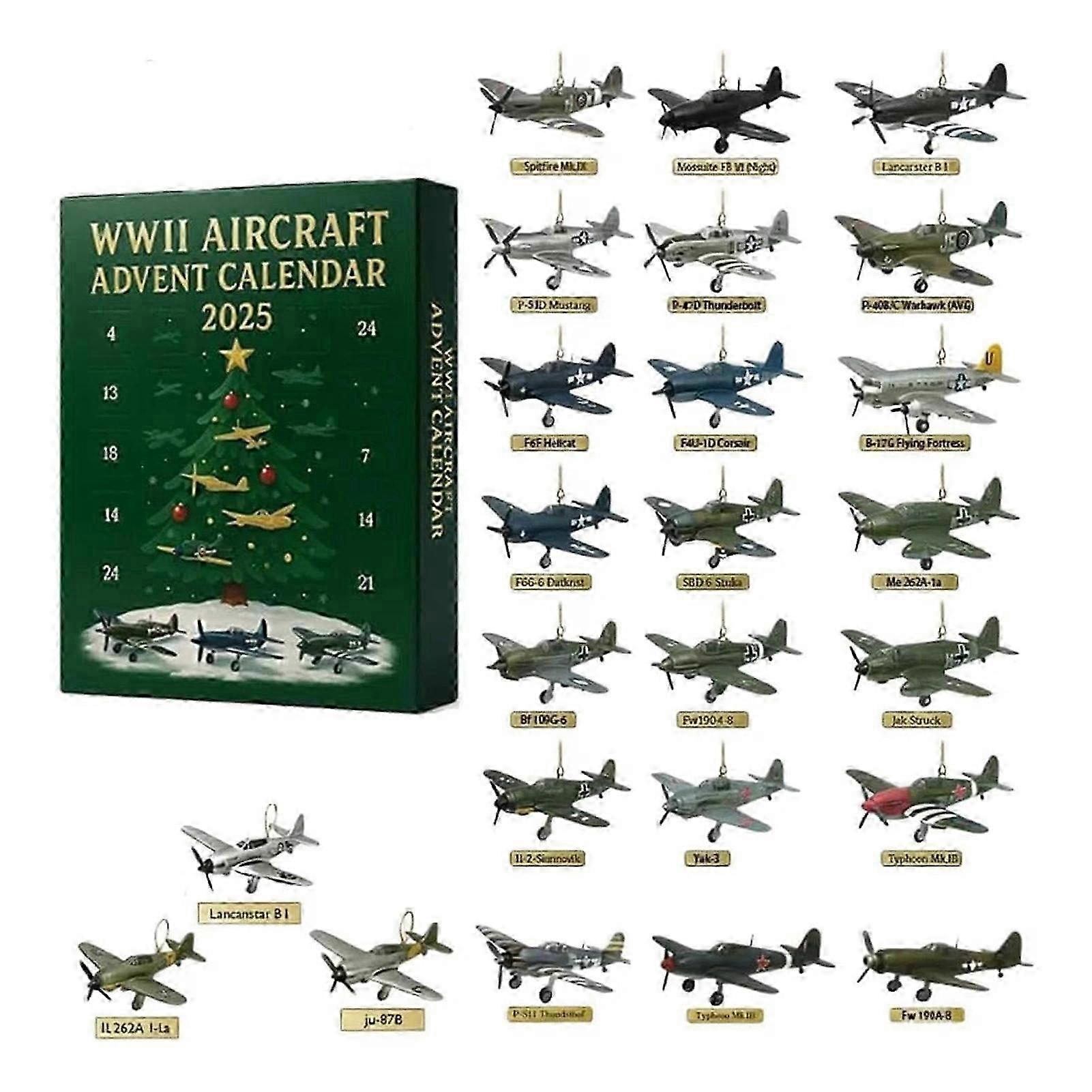 Aviation themed advent calendar 2025 with 2D collectible aircraft tree ornaments