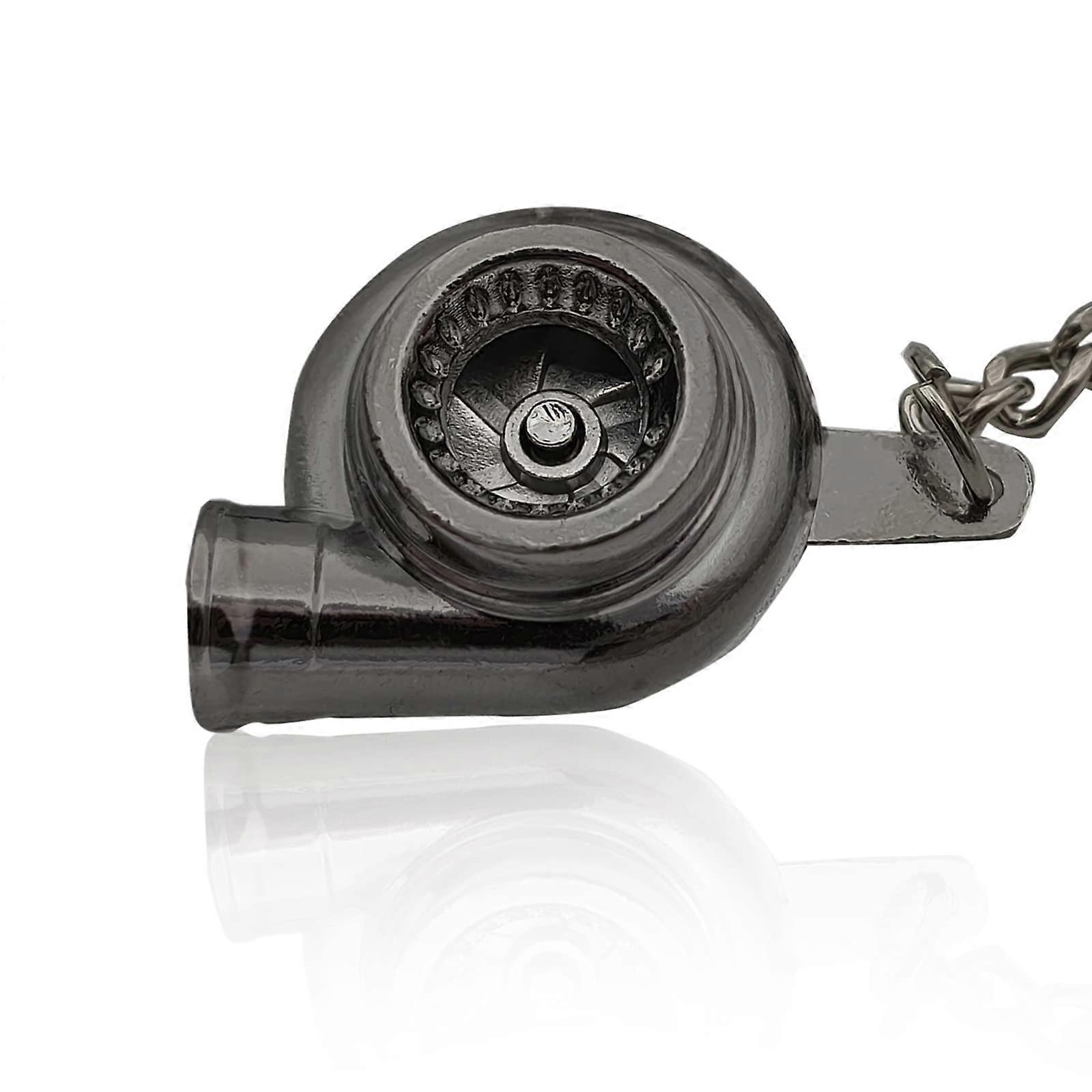 Turbo Keychain with Spinning Turbocharger, Durable Zinc Alloy, Stylish Gunblack Finish