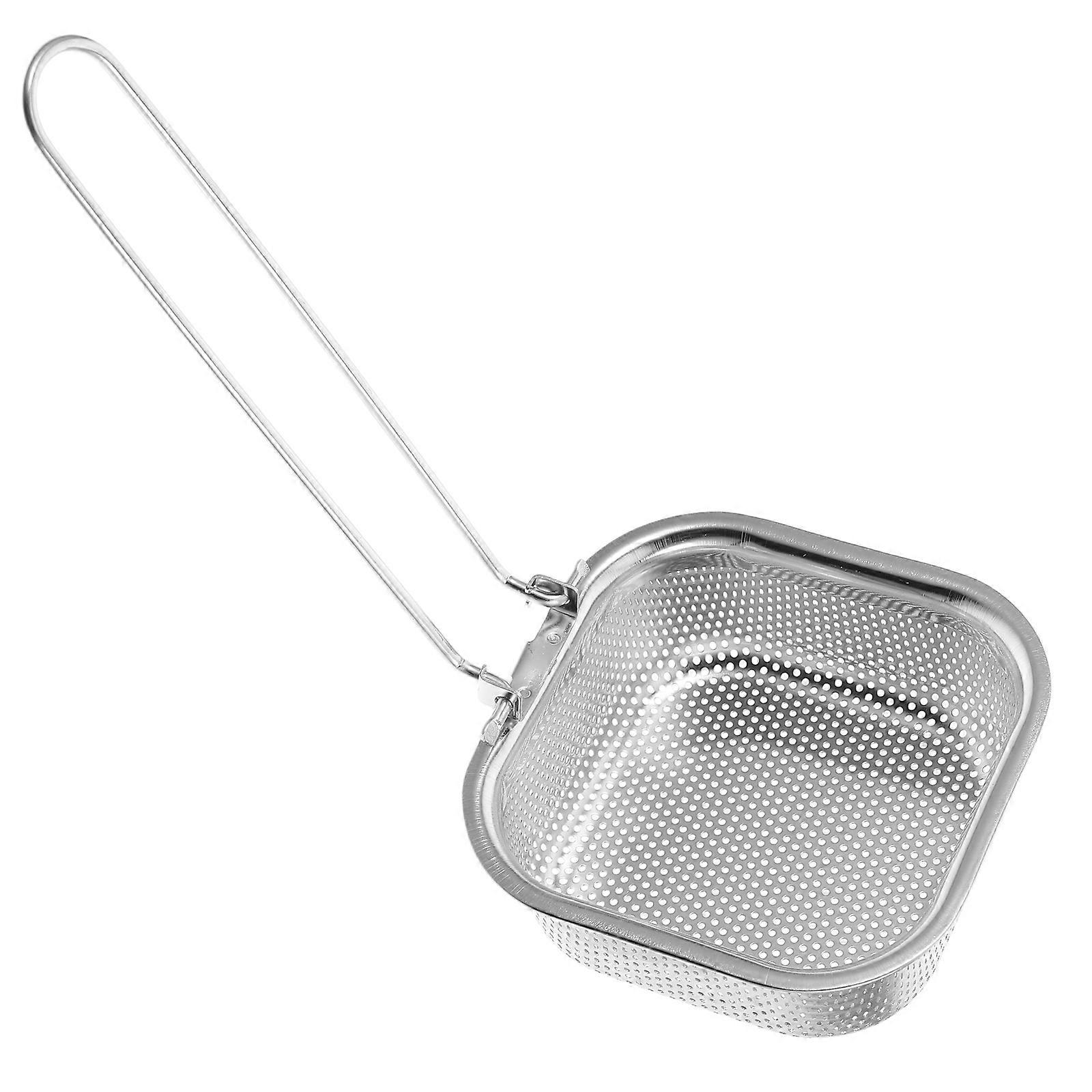 Foldable Stainless Steel Noodle Strainer Basket with Hook for Cooking