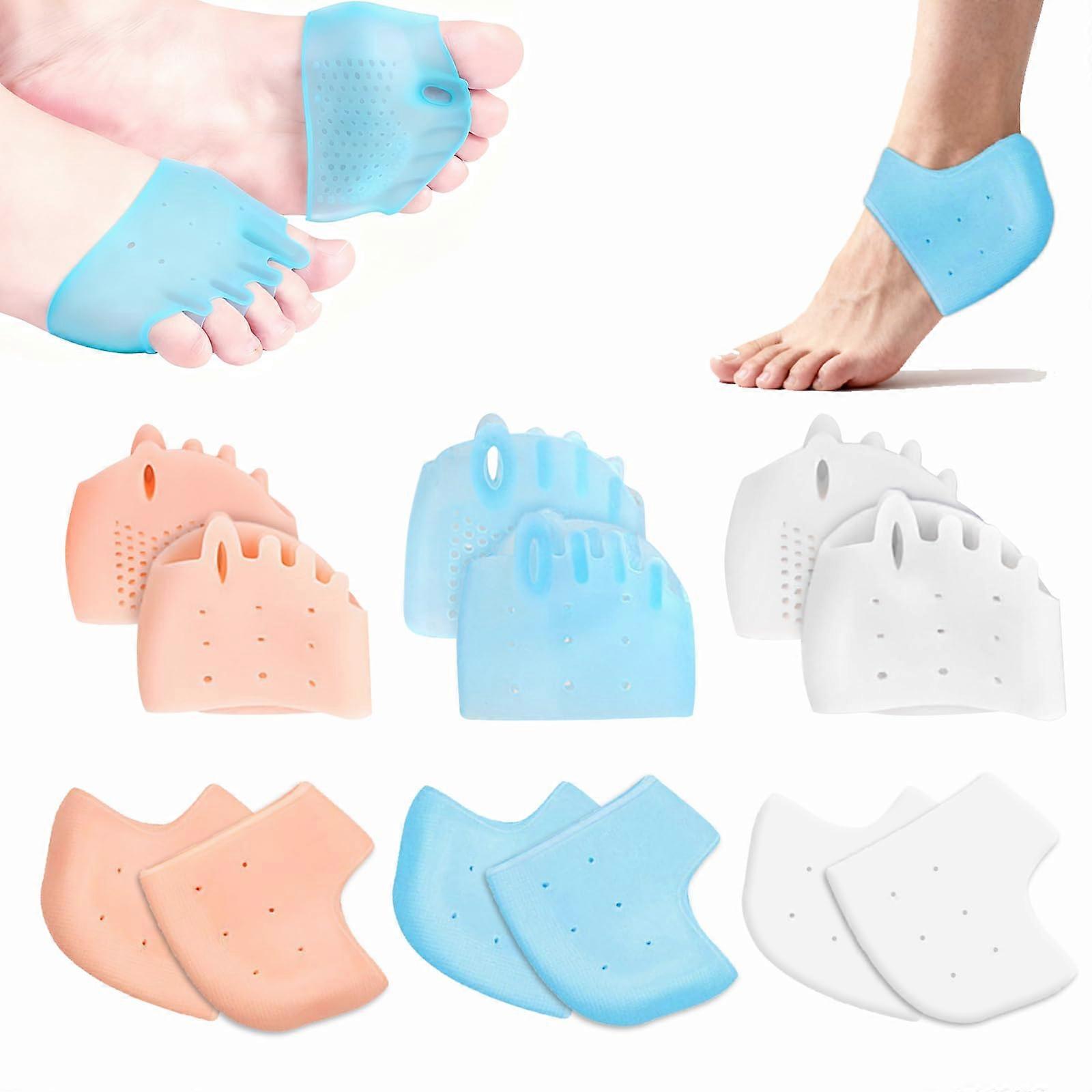 3 Set Silicone Toe Separators and Gel Heel Protectors for Bunion Relief and Plantar Fasciitis Support