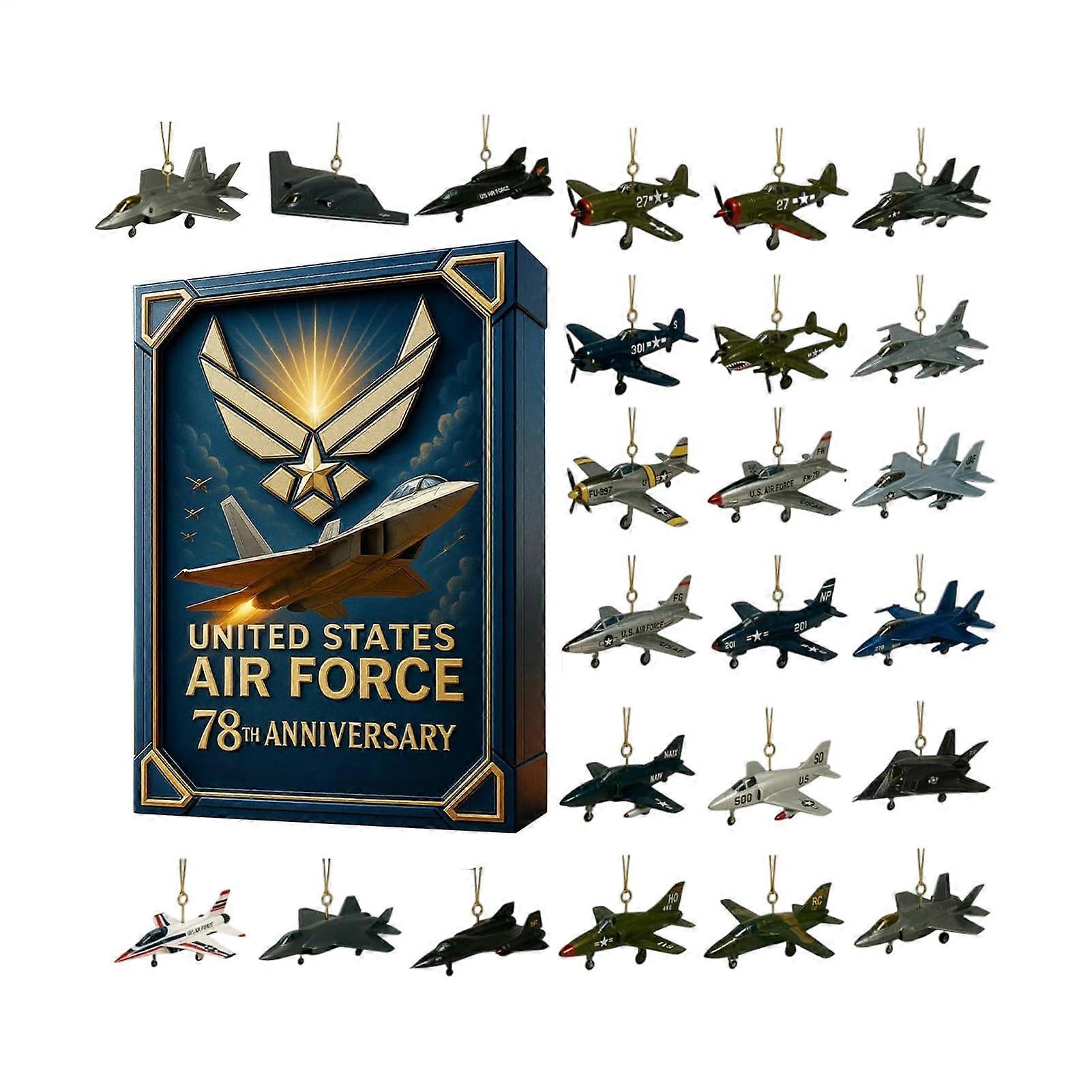 2025 Aircraft Advent Calendar with 24 Realistic Fighter Plane Ornaments, Aviation Collector Gift