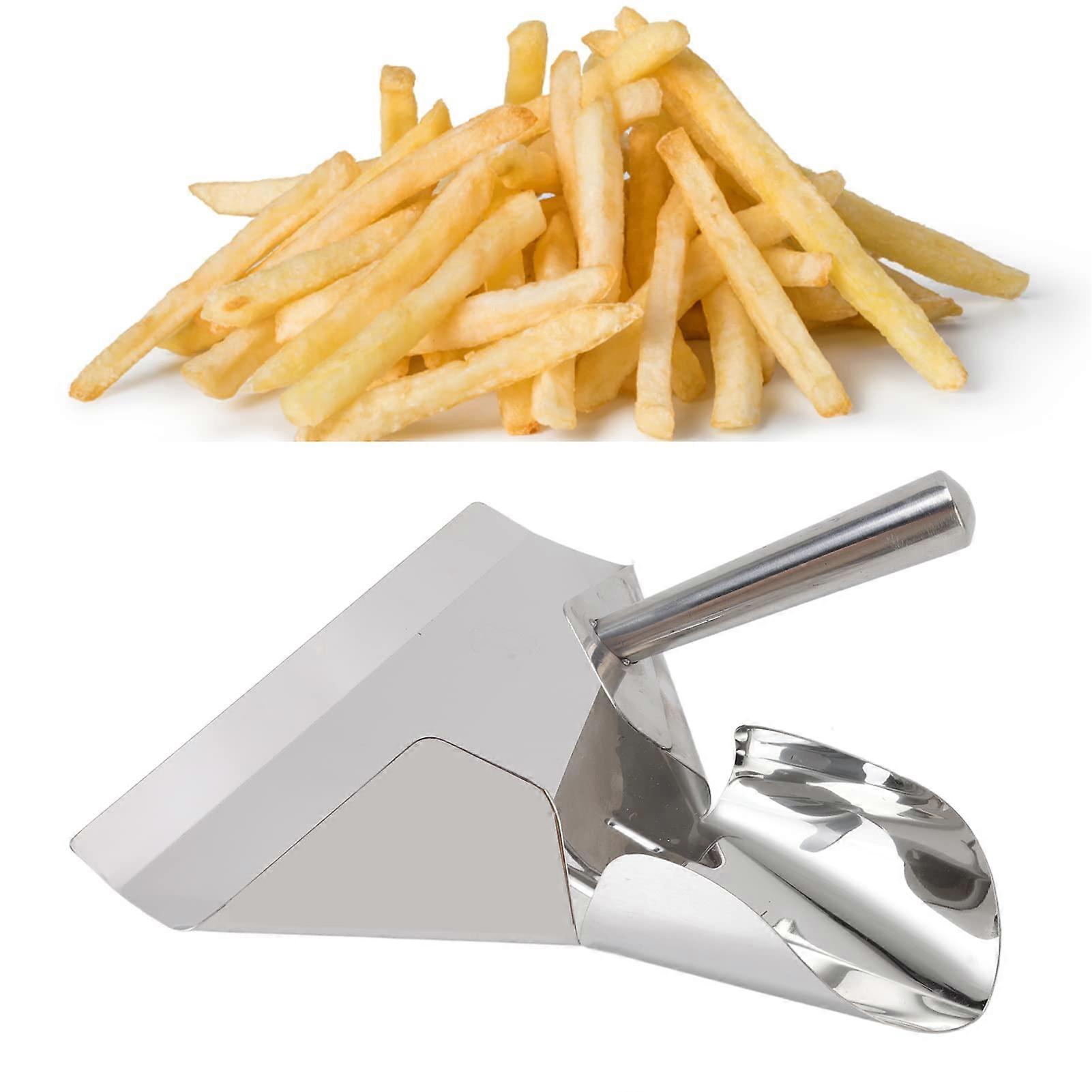 Stainless Steel French Fry Scoop with HeatResistant Handle for Efficient Portion Control
