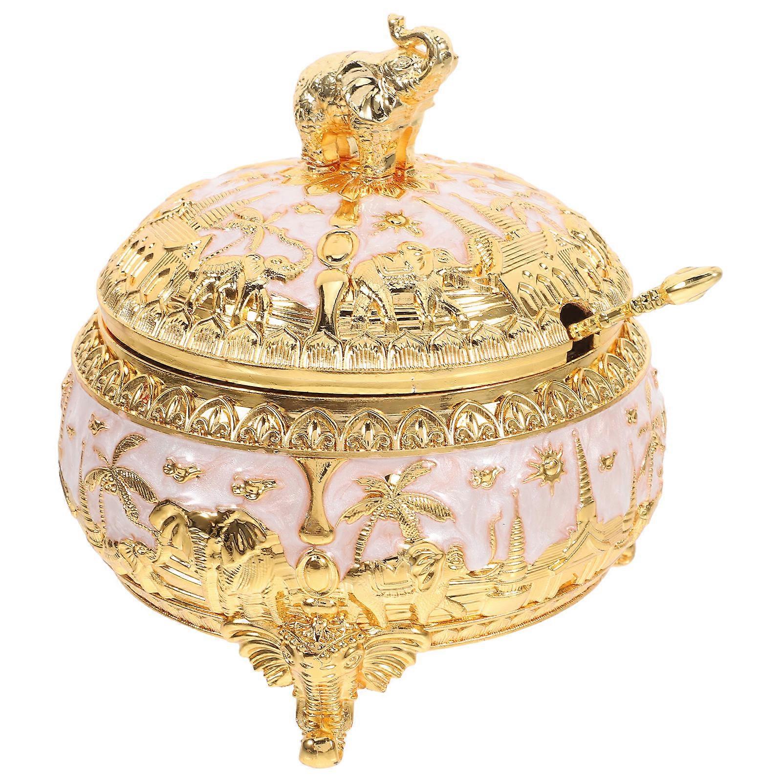 European Style Zinc Alloy Sugar Jar for Storage with Lid and Spoon
