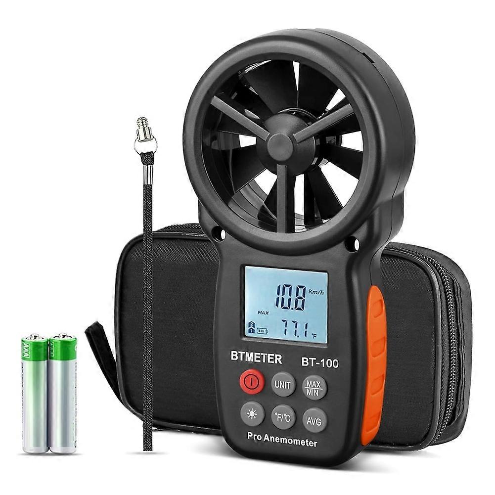BTMETER BT-100 Handheld Anemometer, Digital Wind Speed CFM Meter Gauge Air Flow Velocity Tester for HVAC Shooting Drone