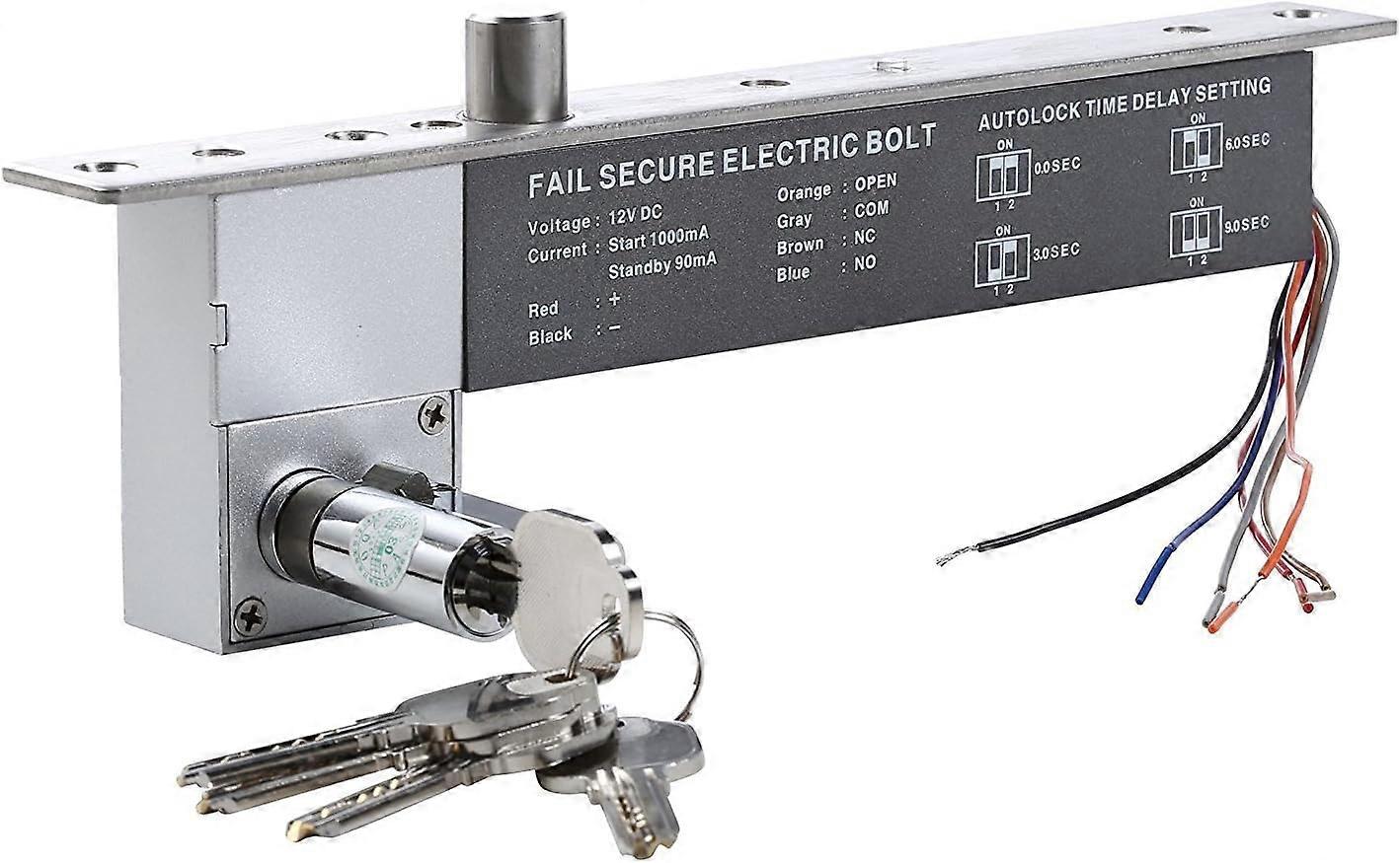 Electric Drop Bolt Lock Fail Secure with Key Cylinder, TamperResistant Steel for Access Control