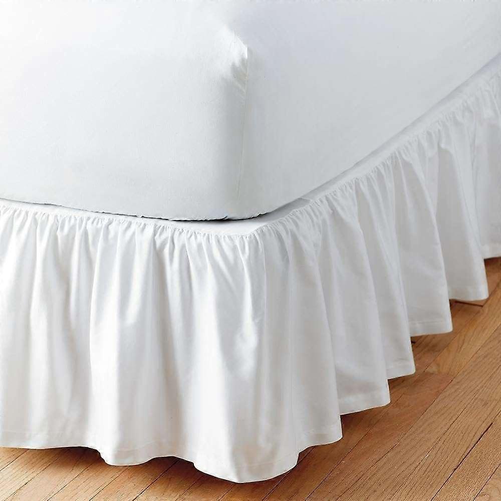 Twin Bed Skirt with 14 Inch Drop White Ruffled Design Soft Microfiber Split Corners Twin Size