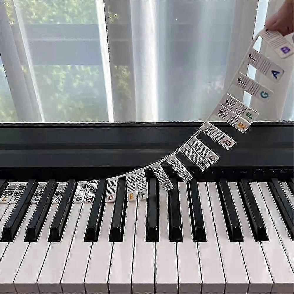 Removable Piano Keyboard Note Labels, Reusable Silicone 88 Keys Guide Stickers