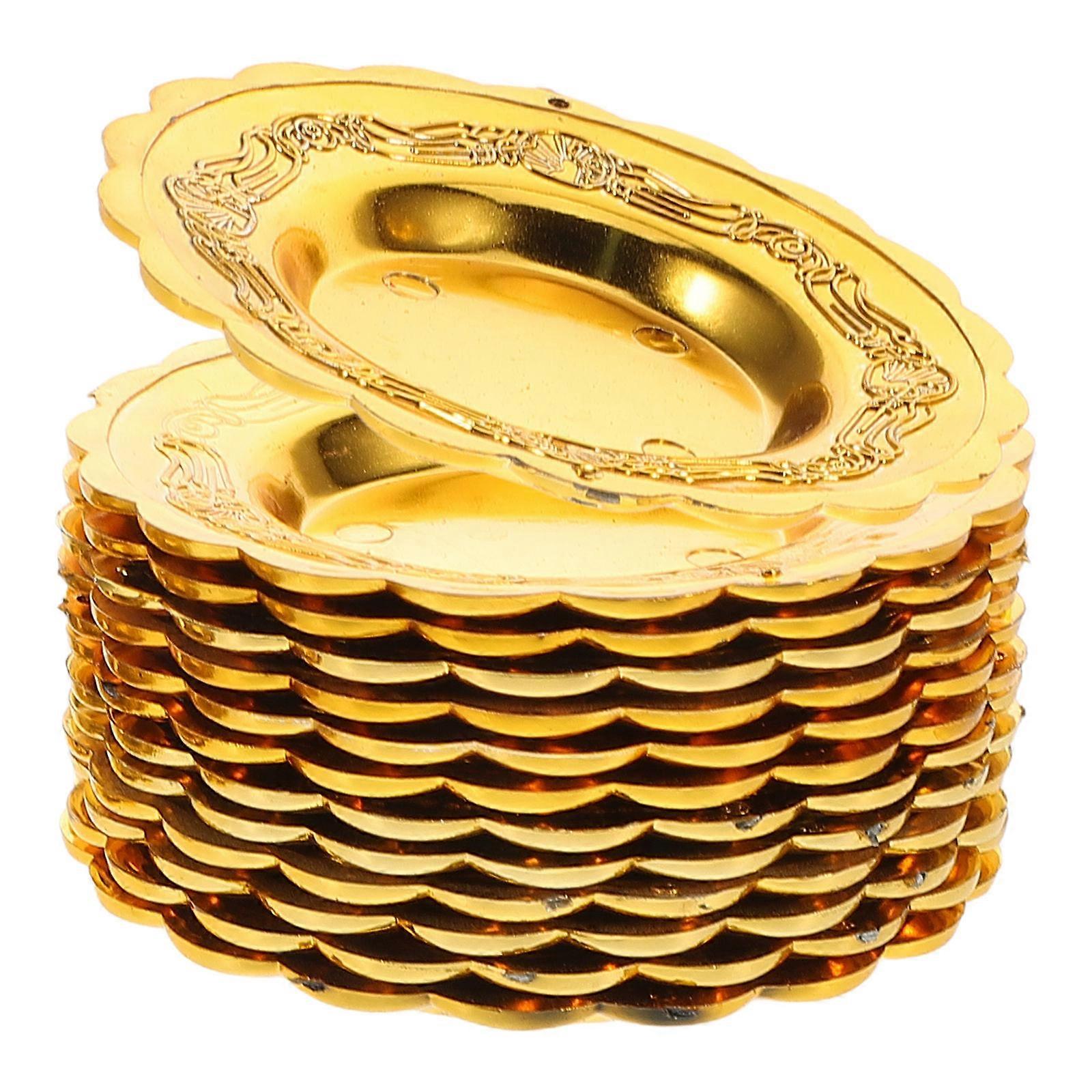 Golden Party Platters for Serving 12Pcs Small Cake Plates