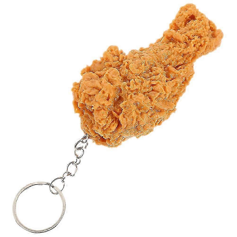 Imitação de Comida Porta-chaves Fried Chicken Leg Keychain para Decoração PVC Metal 3,5 Polegadas