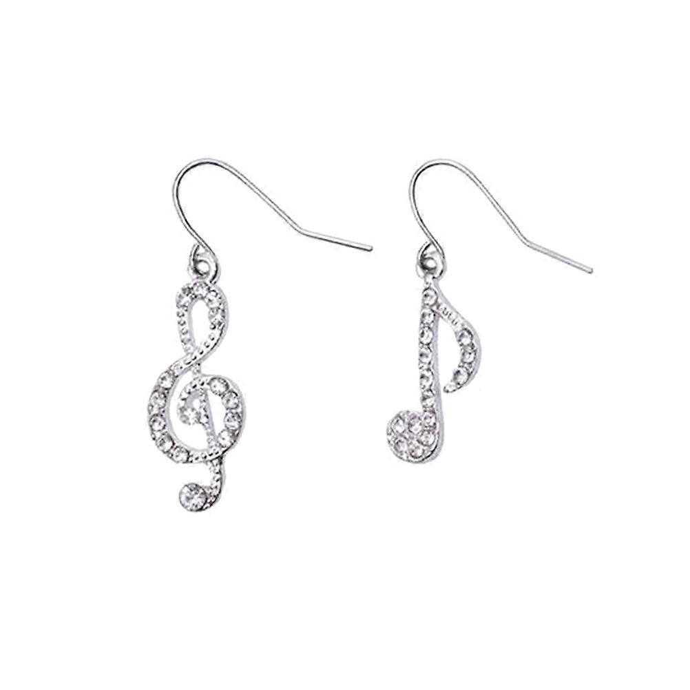 Note Dangle Drop Earrings Asymmetric Sparkling Student Accessories Silver 4x2x03cm 1Pair